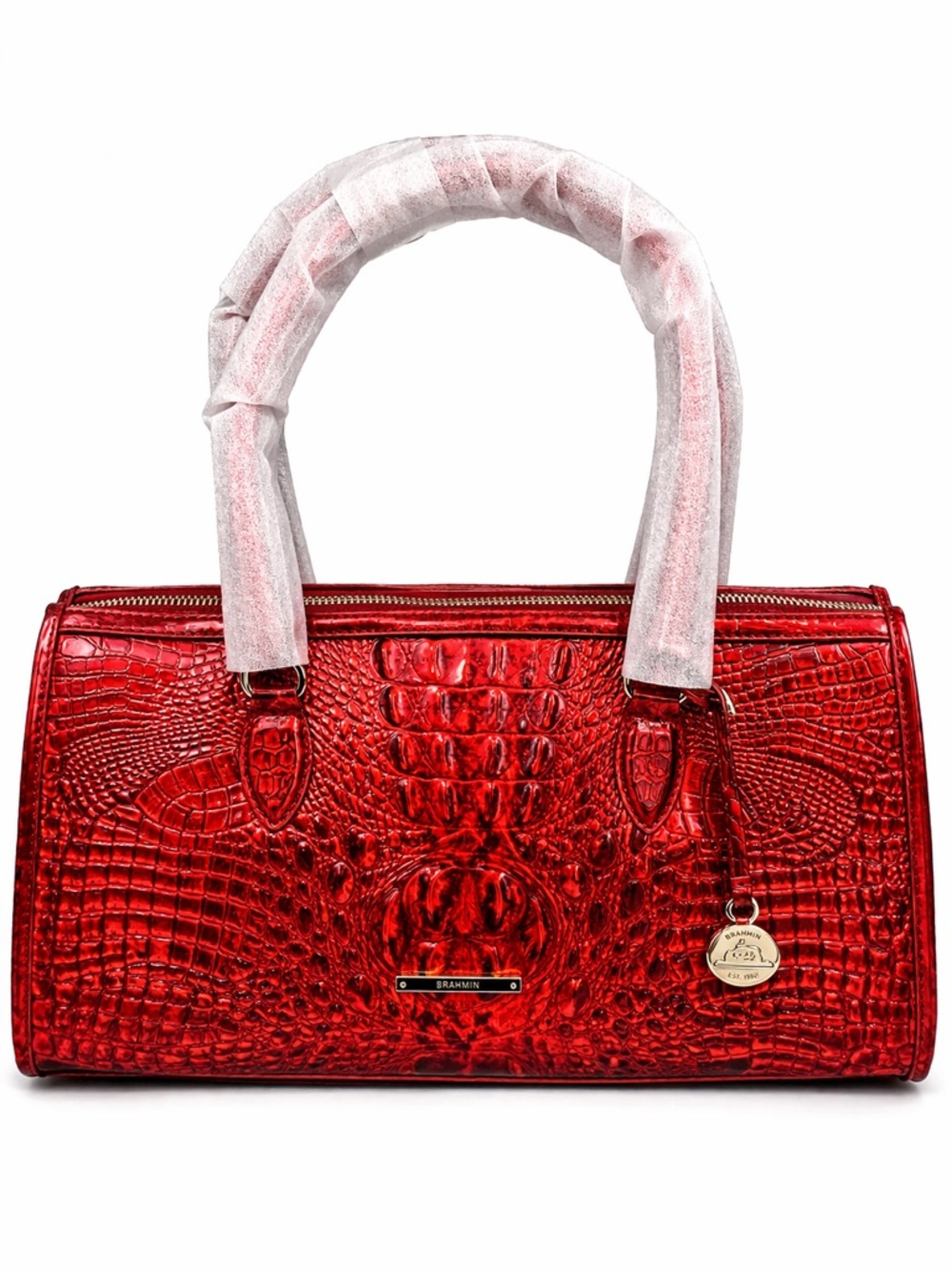 Brahmin Sophia Red Opal Melbourne Leather Satchel Metallic Croc NWT - Picture 8 of 9